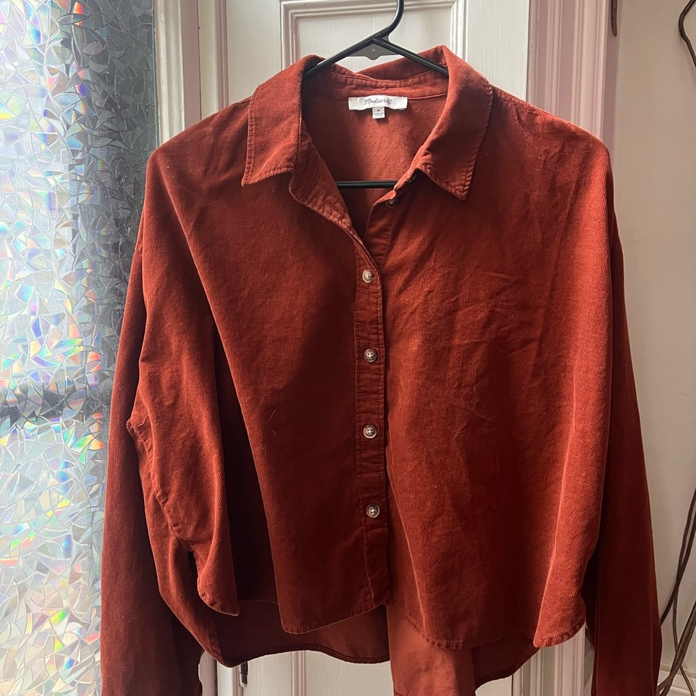 Madewell rust corduroy button-down shirt